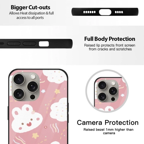 Charming Bear / Clouds Mirror Case for iPhone 13 Pro Max - Stylish Protection