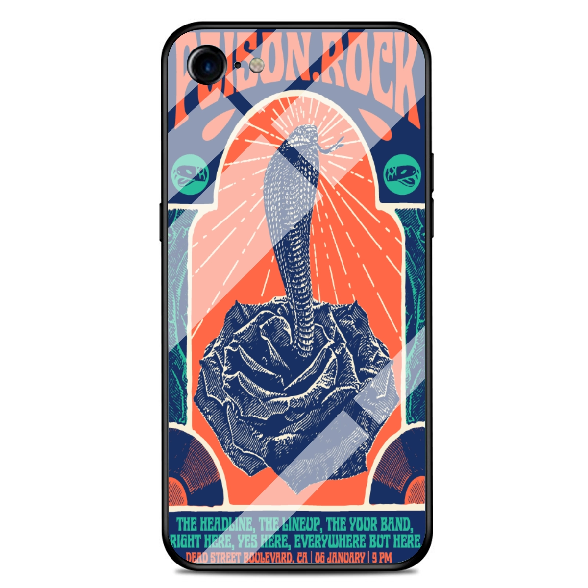 Customizable iPhone 13 Pro Mirror Case: Rock'n'Rose Concert Design for a Unique Style Statement