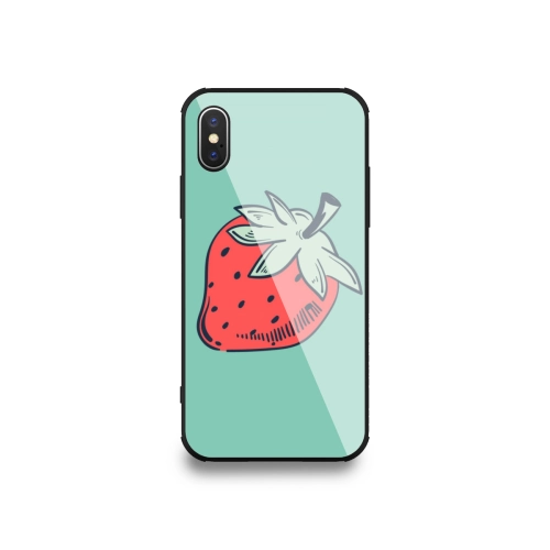 Elegant Strawberry Design iPhone X Case with Premium Tempered Glass - Exclusive / Protective