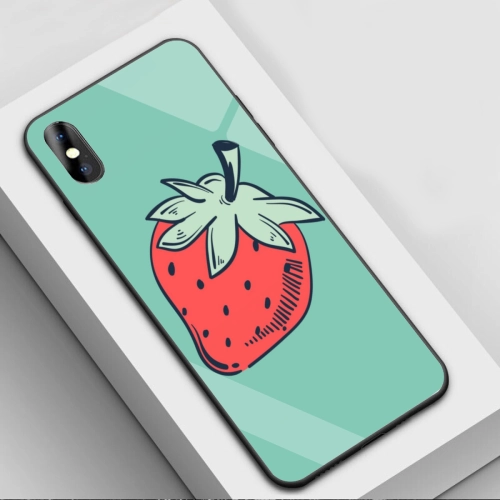 Elegant Strawberry Design iPhone X Case with Premium Tempered Glass - Exclusive / Protective