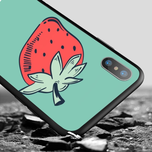 Elegant Strawberry Design iPhone X Case with Premium Tempered Glass - Exclusive / Protective