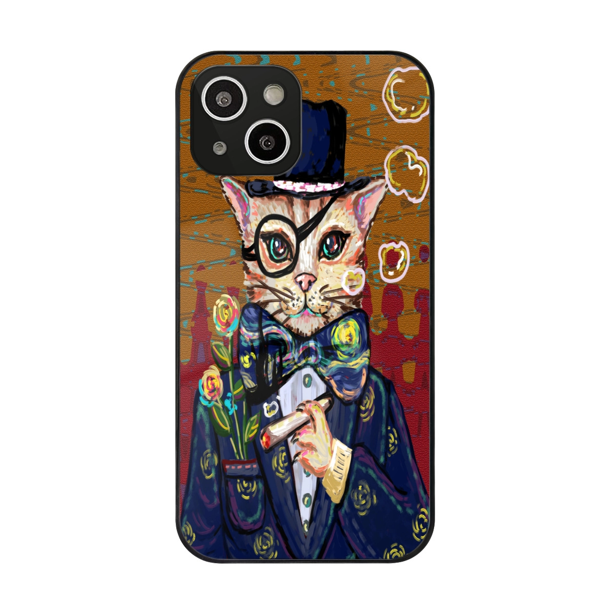 Chic Artistic Cat iPhone 13 Pro Case – Durable, Fashion-Forward Protection