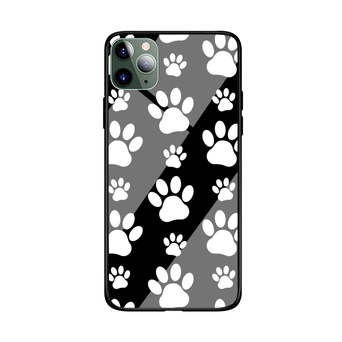 Chic Paw Print Tempered Glass Phone Case for Apple 11 Pro 