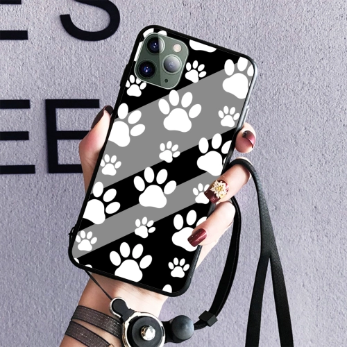 Chic Paw Print Tempered Glass Phone Case for Apple 11 Pro 