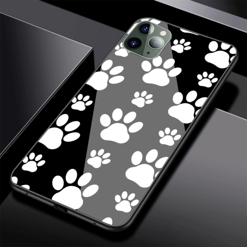 Chic Paw Print Tempered Glass Phone Case for Apple 11 Pro 