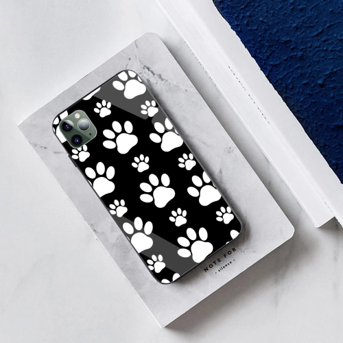 Chic Paw Print Tempered Glass Phone Case for Apple 11 Pro 