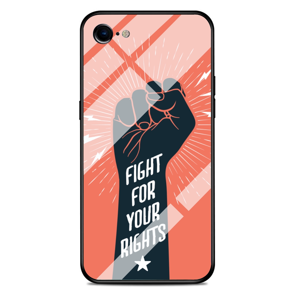 Empower Your Grip: Custom iPhone 7/8 Case with Tempered Glass - 'Fight for Your Rights'Design