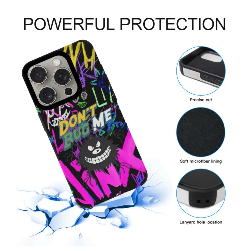 Vibrant Graffiti-Style ‘Don't Bug Me’Custom Skin Case for iPhone 15 Pro -  Personalized Protective Cover for Tech-Savvy Individuals