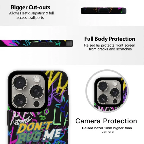 Vibrant Graffiti-Style ‘Don't Bug Me’Custom Skin Case for iPhone 15 Pro -  Personalized Protective Cover for Tech-Savvy Individuals