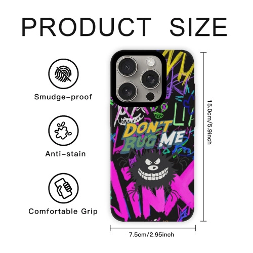 Vibrant Graffiti-Style ‘Don't Bug Me’Custom Skin Case for iPhone 15 Pro -  Personalized Protective Cover for Tech-Savvy Individuals