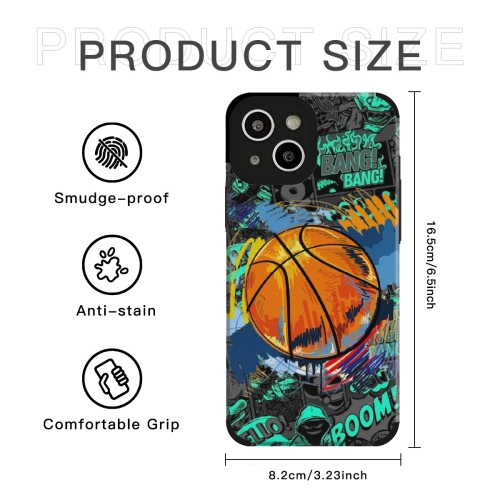 Dynamic Basketball Comic Design Skin for iPhone 15 Plus - Vibrant Customized Protective Case for Sports Enthusiasts