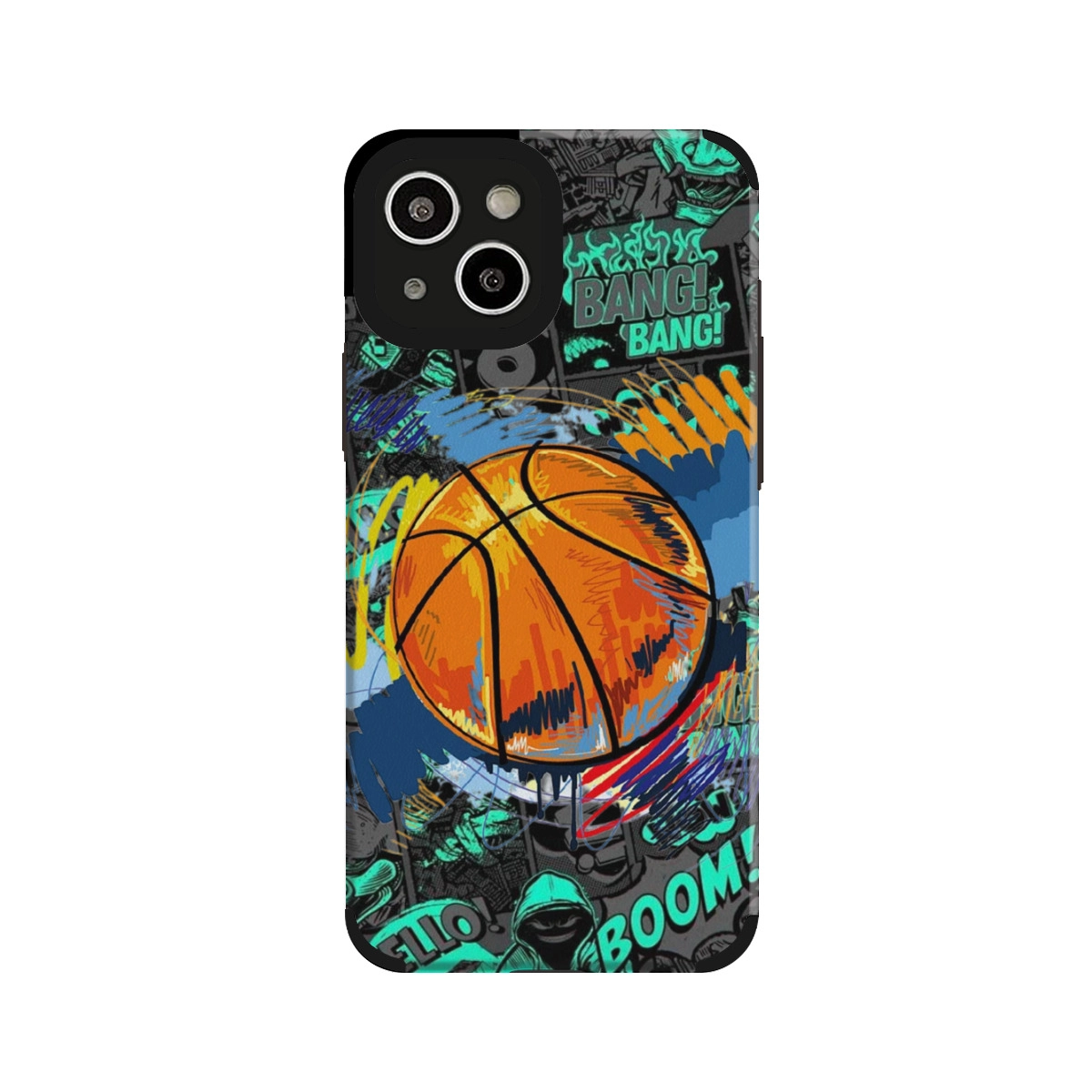 Dynamic Basketball Comic Design Skin for iPhone 15 Plus - Vibrant Customized Protective Case for Sports Enthusiasts