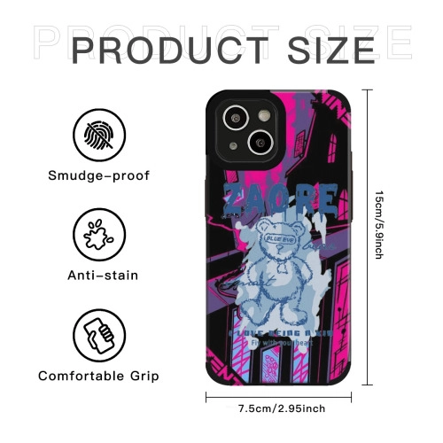 Urban Chic iPhone 15 Skin Case with Edgy Bear Design - Protective Cover for Tech-Savvy Individualists