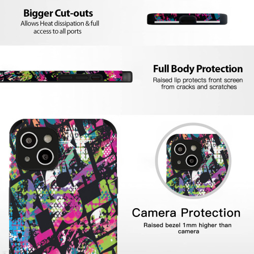 Vibrant Graffiti Art Protective Skin for iPhone 14 Plus Case - Urban Style Durable Cover with Colorful Abstract Design for Trendy Aesthetic