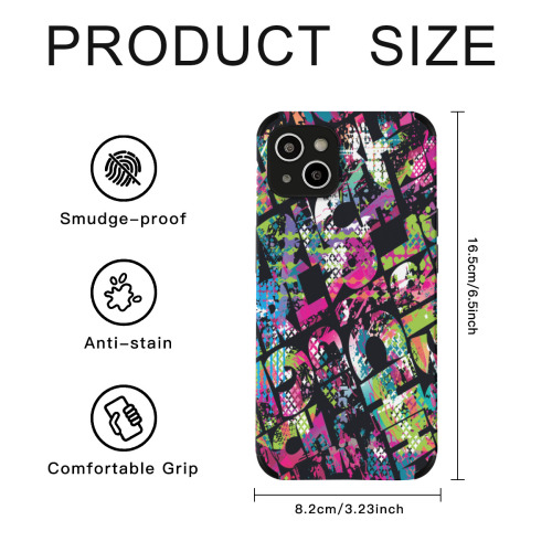 Vibrant Graffiti Art Protective Skin for iPhone 14 Plus Case - Urban Style Durable Cover with Colorful Abstract Design for Trendy Aesthetic