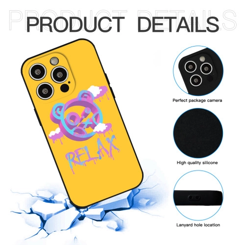 Vibrant Graffiti Art Silicone Case for iPhone 15 Pro – Street Style Bear Design with Relax Motif – Durable Protective Cover