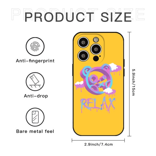 Vibrant Graffiti Art Silicone Case for iPhone 15 Pro – Street Style Bear Design with Relax Motif – Durable Protective Cover