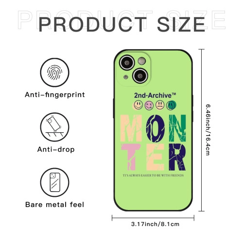 Colorful Personalized 'Monster' Design Silicone Case for iPhone 15 Plus – Durable, Eco-Friendly Protection with Trendy Aesthetic for Social Savvy Users