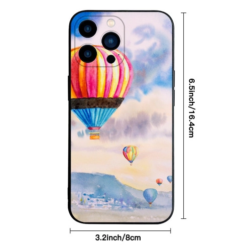 Colorful Hot Air Balloon Design Black Case for iPhone 13 Pro Max - Sky Adventure Aesthetic Protective Cover for Trendy Personal Style