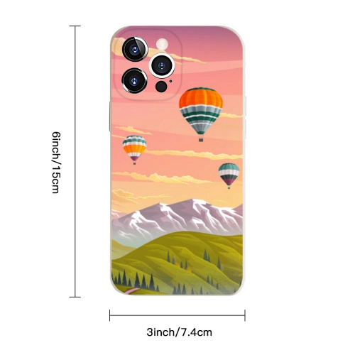 Colorful Hot Air Balloon Design Silicone Case for iPhone 13 Pro Max - Durable Protective Cover with Vibrant Sunset Landscape Print for Trendy Style and Enhanced Grip