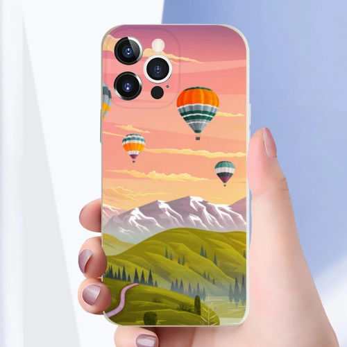 Colorful Hot Air Balloon Design Silicone Case for iPhone 13 Pro Max - Durable Protective Cover with Vibrant Sunset Landscape Print for Trendy Style and Enhanced Grip