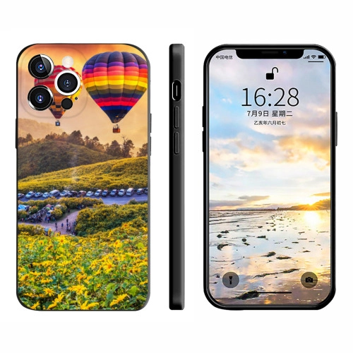 Vibrant Hot Air Balloon Adventure Design Silicone Case for iPhone 13 Pro - Durable, Protective / Custom Aesthetic Phone Cover for Travel Enthusiasts