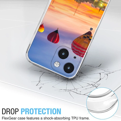 iPhone 13 Mini Clear Case with Custom Hot Air Balloon Sunset Design – Durable Transparent Protective Cover / Optimal Safety – Perfect for Travel / Adventure Enthusiasts