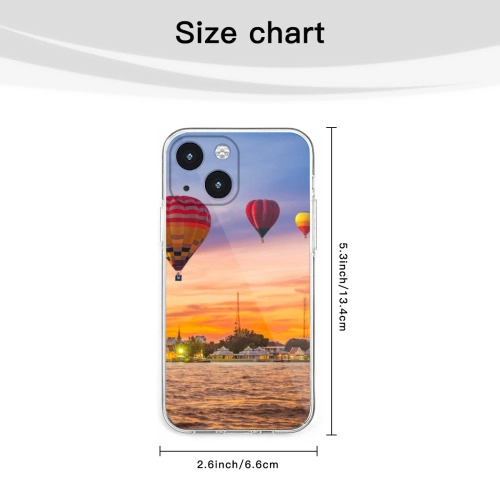 iPhone 13 Mini Clear Case with Custom Hot Air Balloon Sunset Design – Durable Transparent Protective Cover / Optimal Safety – Perfect for Travel / Adventure Enthusiasts