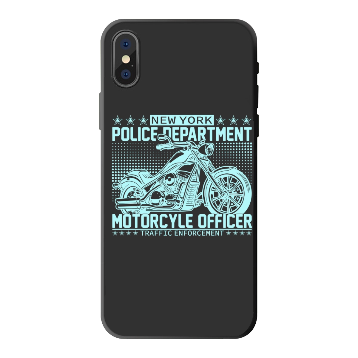 Custom NYPD Motorcycle Officer Design iPhone XS Max Liquid Silicone Case - Durable Protective Cover for Urban Style Enthusiasts