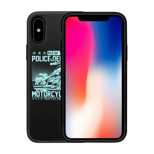 Custom NYPD Motorcycle Officer Design iPhone XS Max Liquid Silicone Case - Durable Protective Cover for Urban Style Enthusiasts