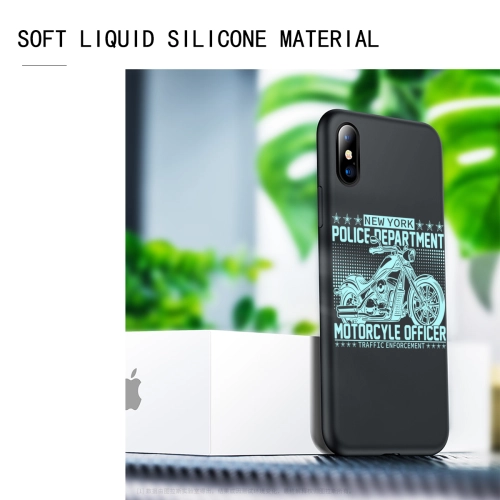 Custom NYPD Motorcycle Officer Design iPhone XS Max Liquid Silicone Case - Durable Protective Cover for Urban Style Enthusiasts