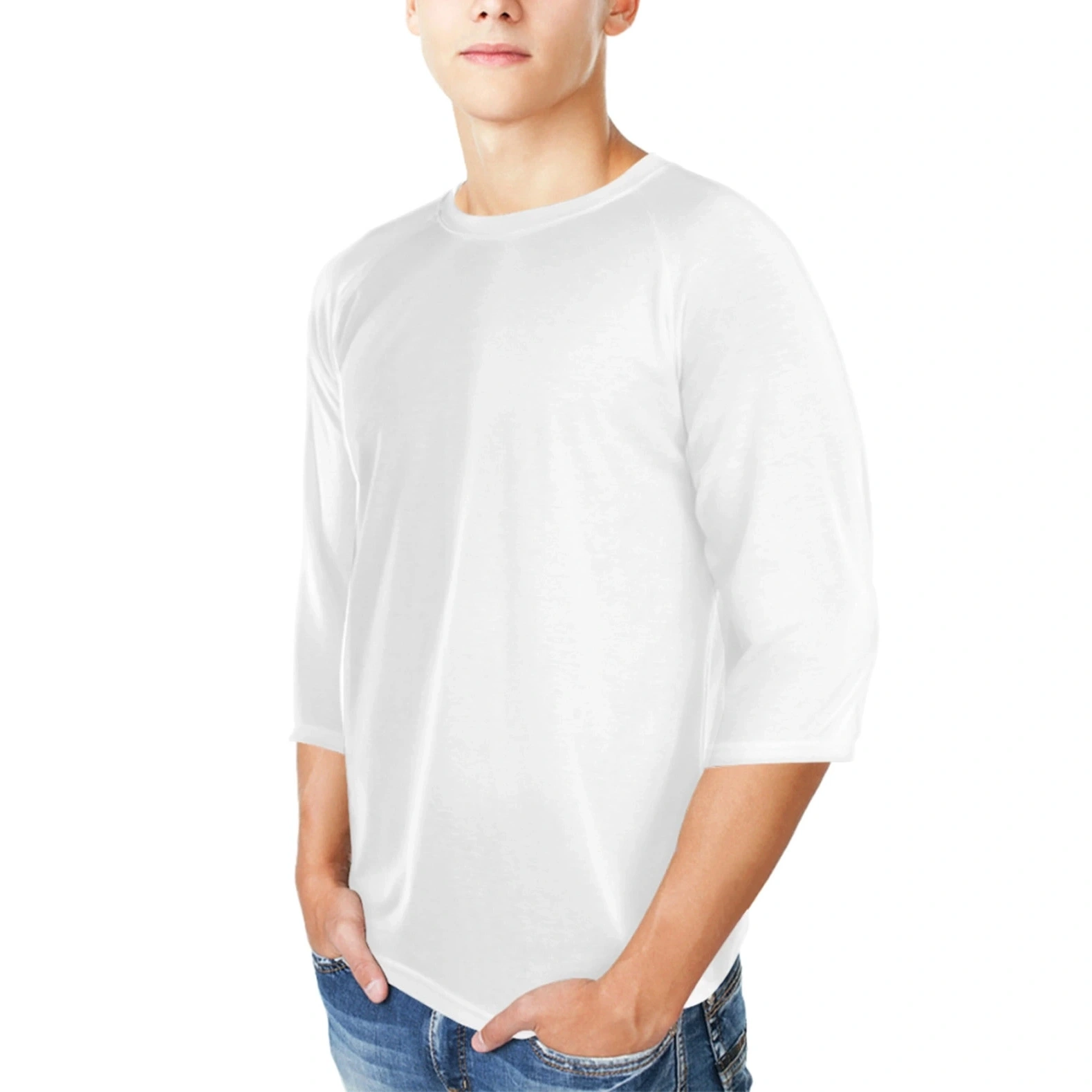 Men's Casual Drop-Shoulder T-Shirt - Stylish Three-Quarter Sleeve Design - Versatile / Comfortable Cotton Tee for Everyday Wear