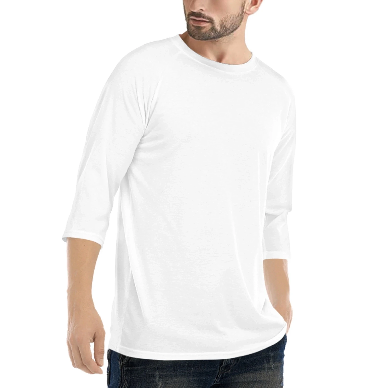 Men's Casual Drop-Shoulder T-Shirt - Stylish Three-Quarter Sleeve Design - Versatile / Comfortable Cotton Tee for Everyday Wear