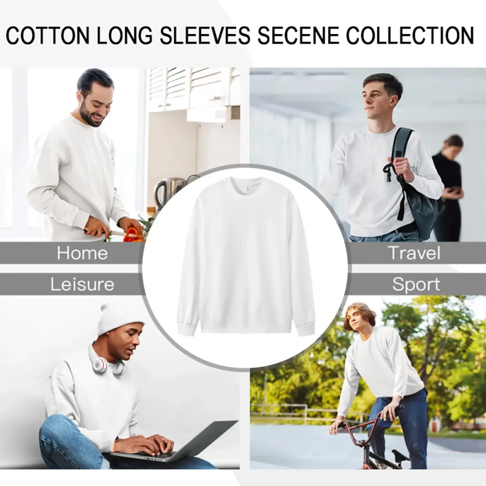 Men's Customizable Pure Cotton Long Sleeve T-Shirt | Full European Size | Personalized Comfort Fit