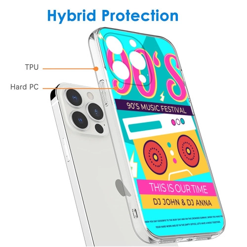 Custom 90's Music Festival Design Transparent Phone Case for iPhone 13 - Vibrant Retro Cassette Style Protection