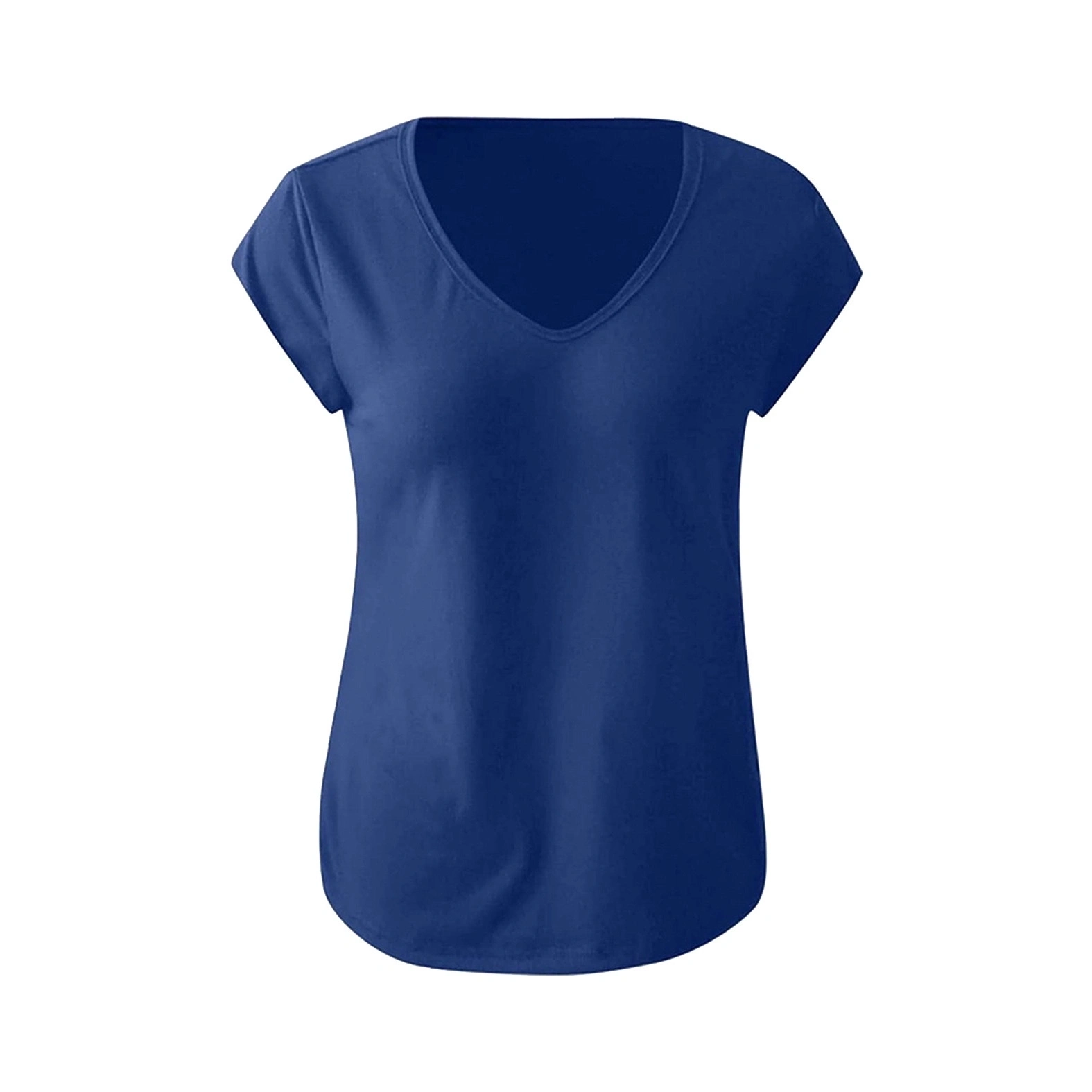 Chic Cap Sleeve V-Neck T-Shirt for Women - Versatile Summer Casualwear with Unique Personalized Design