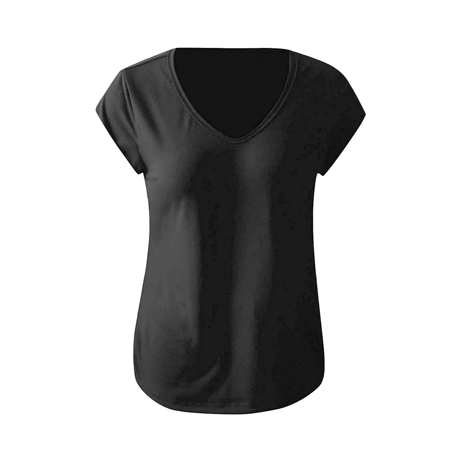 Chic Cap Sleeve V-Neck T-Shirt for Women - Versatile Summer Casualwear with Unique Personalized Design