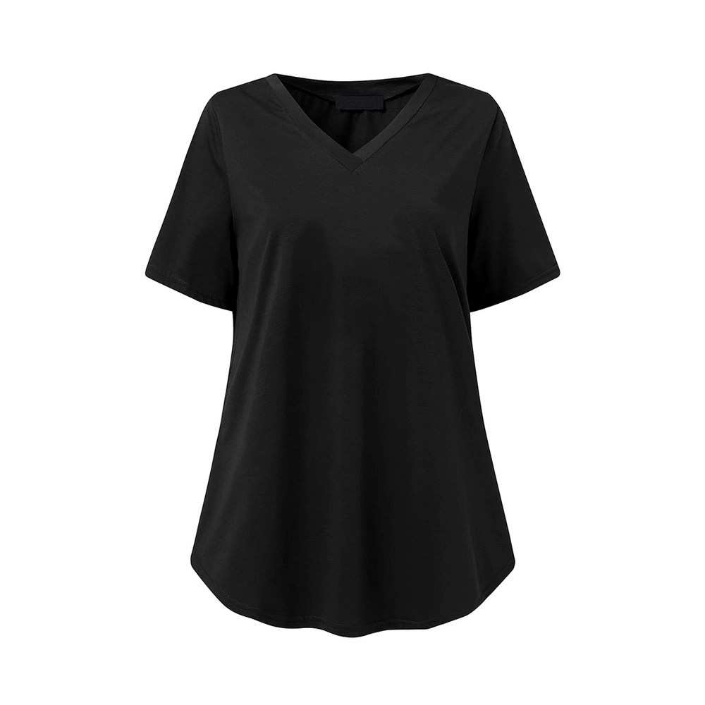 Stylish Oversized V-Neck T-Shirt for Women - Short Sleeve Casual Tee, Unique Longline Design, Comfort Fit, Versatile Fashion for Everyday Wear