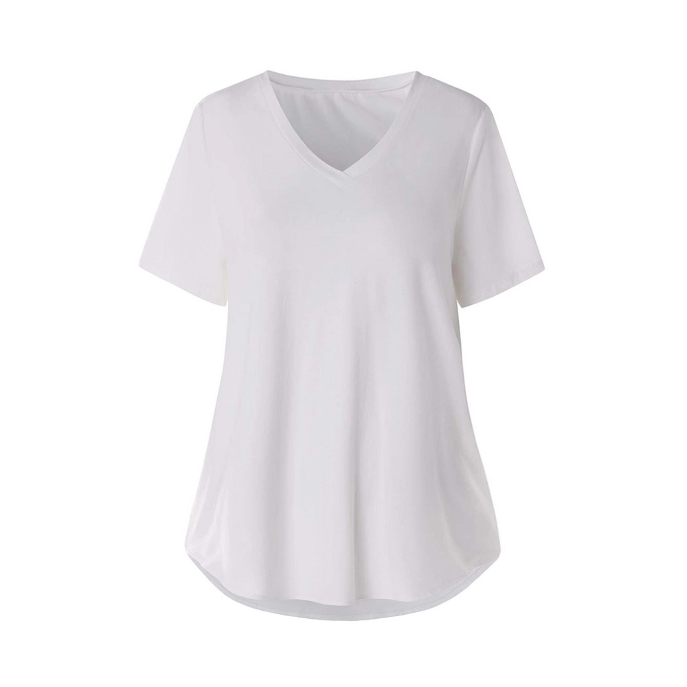 Stylish Oversized V-Neck T-Shirt for Women - Short Sleeve Casual Tee, Unique Longline Design, Comfort Fit, Versatile Fashion for Everyday Wear