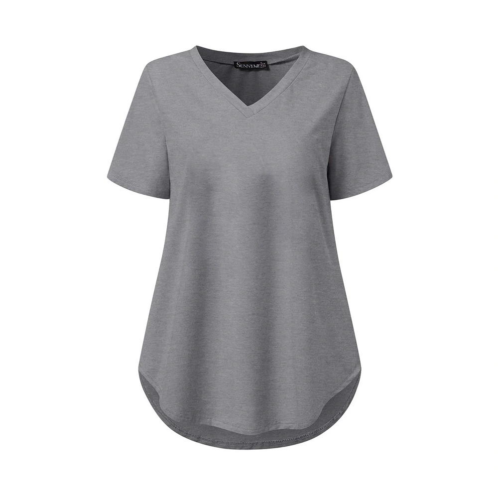 Stylish Oversized V-Neck T-Shirt for Women - Short Sleeve Casual Tee, Unique Longline Design, Comfort Fit, Versatile Fashion for Everyday Wear