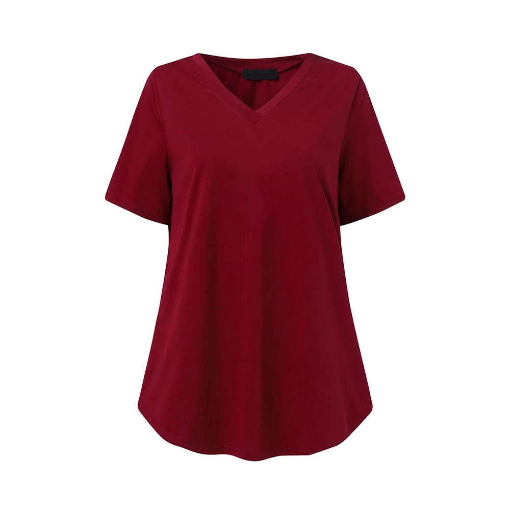 Stylish Oversized V-Neck T-Shirt for Women - Short Sleeve Casual Tee, Unique Longline Design, Comfort Fit, Versatile Fashion for Everyday Wear