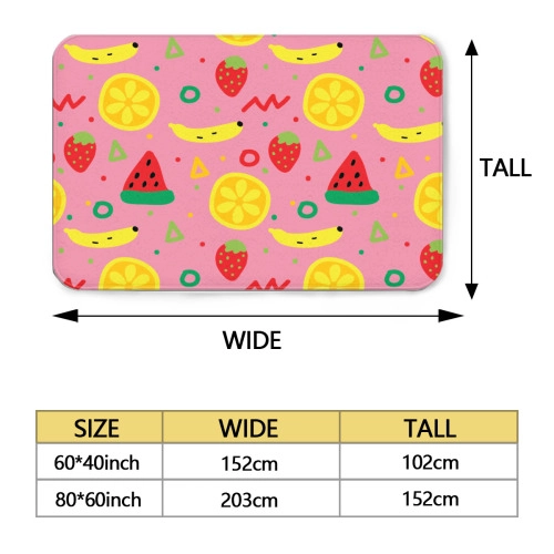  FruColorfulit-Themed Plush Area Rug - Large 80x60 inches, Soft Flannel Mat with Watermelon and Banana Design, Perfect for Living Room and Kids Playroom Decor