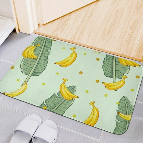 Banana Leaf and Fruit Design Flannel Floor Mat - Versatile Sizes for Unique Home Decor