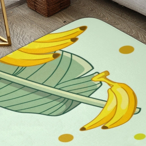 Banana Leaf and Fruit Design Flannel Floor Mat - Versatile Sizes for Unique Home Decor