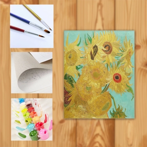 Customizable Van Gogh-Inspired Sunflower Oil Painting Kit - Personalize Your Masterpiece