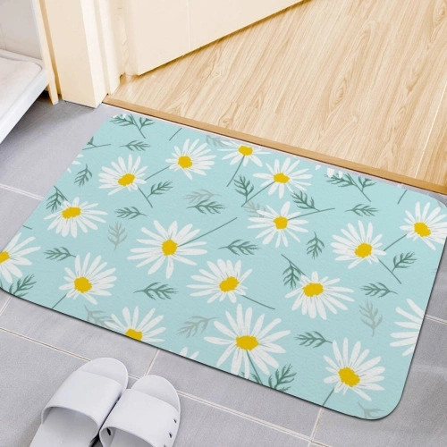 Daisy Print Rubber Floor Mat - Durable, Non-Slip, Custom Floral Design for Home and Office Use