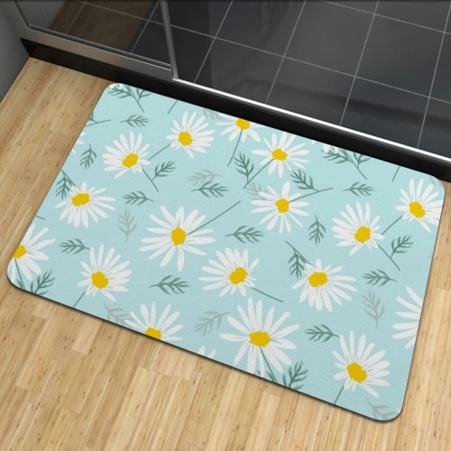 Daisy Print Rubber Floor Mat - Durable, Non-Slip, Custom Floral Design for Home and Office Use