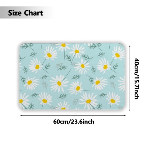 Daisy Print Rubber Floor Mat - Durable, Non-Slip, Custom Floral Design for Home and Office Use