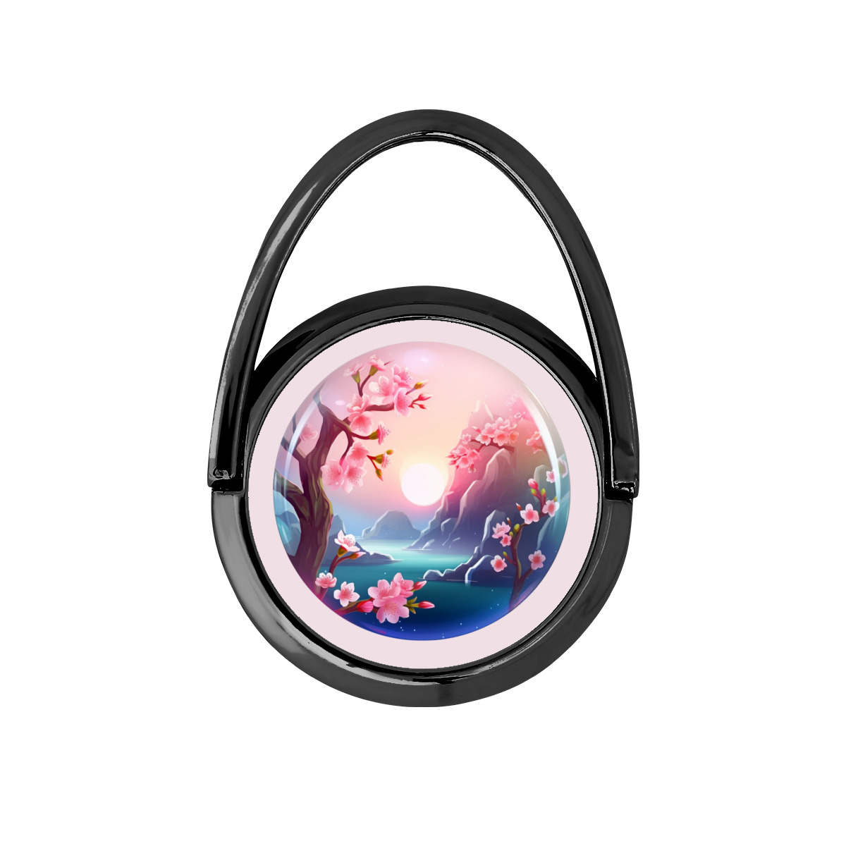 Customized Floral Design Metal Round Phone Stand - Elegant Desk Accessory for Secure Grip and Viewing