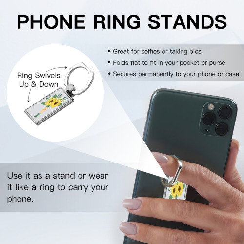 Customizable metal ring rectangular phone holder with artistic graffiti blessing and silhouette design - a chic accessory for modern smartphones